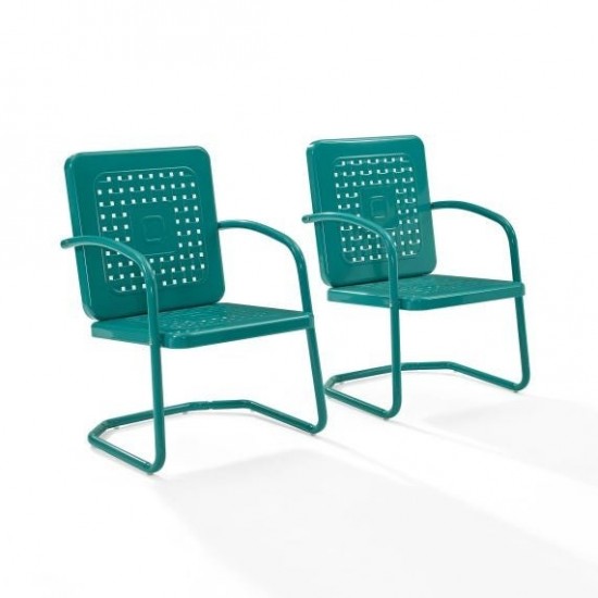 Bates 2Pc Outdoor Metal Armchair Set Turquoise - 2 Armchairs