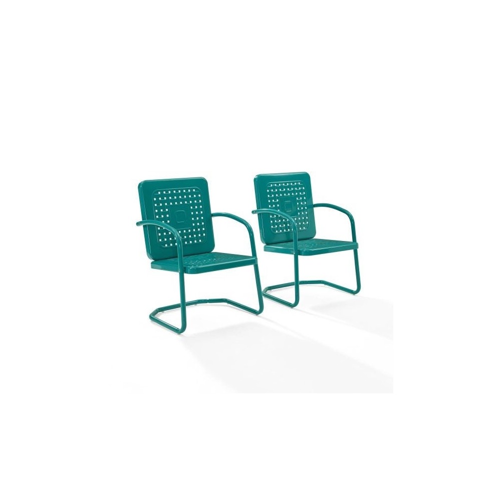 Bates 2Pc Outdoor Metal Armchair Set Turquoise - 2 Armchairs