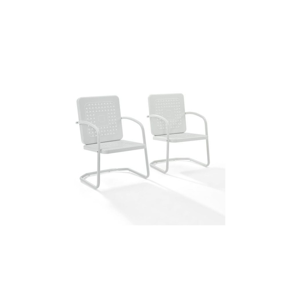 Bates 2Pc Outdoor Metal Armchair Set White - 2 Armchairs