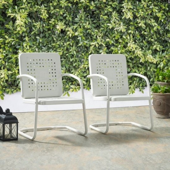 Bates 2Pc Outdoor Metal Armchair Set White - 2 Armchairs
