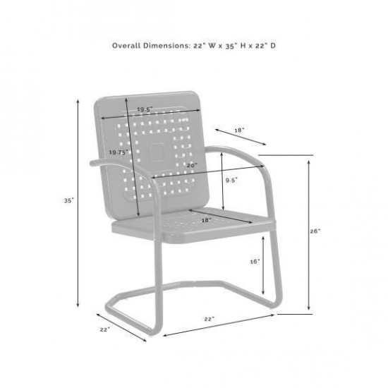 Bates 2Pc Outdoor Metal Armchair Set White - 2 Armchairs