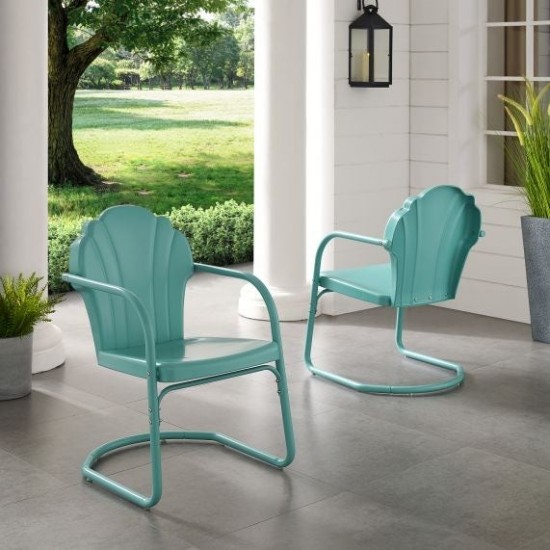 Tulip 2Pc Outdoor Metal Armchair Set Blue - 2 Chairs