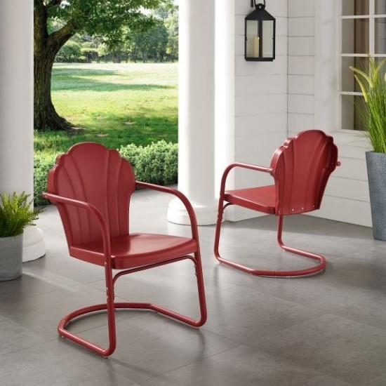 Tulip 2Pc Outdoor Metal Armchair Set Red - 2 Chairs