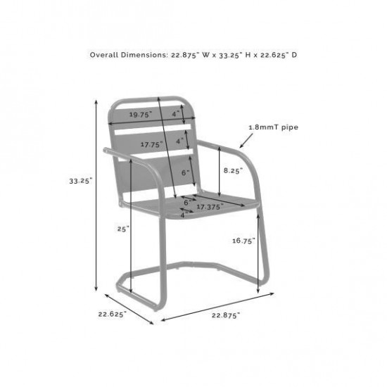 Brighton 2Pc Outdoor Metal Armchair Set Navy - 2 Chairs