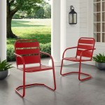 Brighton 2Pc Outdoor Metal Armchair Set Red - 2 Chairs