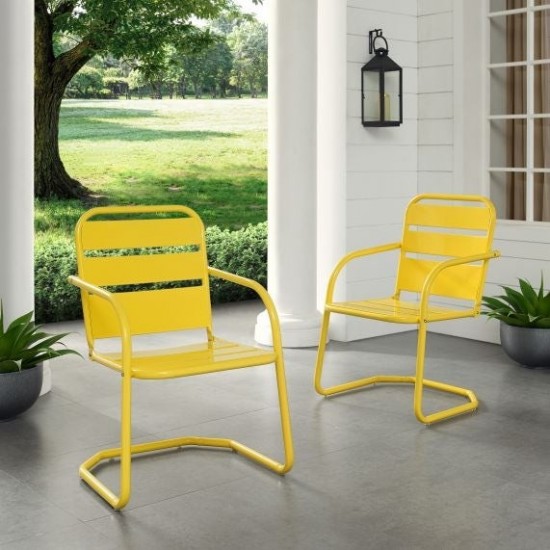 Brighton 2Pc Outdoor Metal Armchair Set Yellow - 2 Chairs