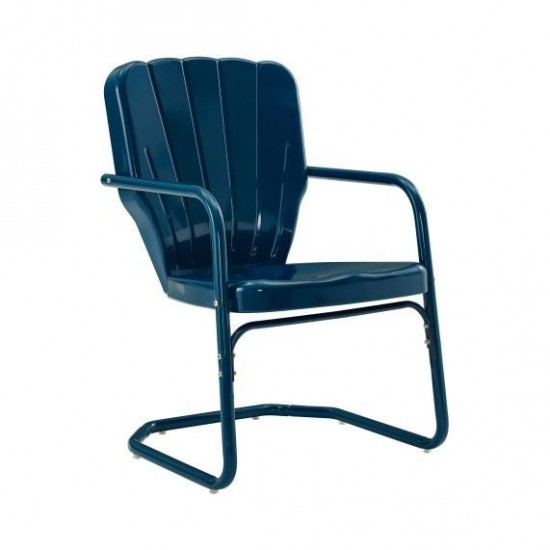 Ridgeland 2Pc Outdoor Metal Armchair Set Navy - 2 Chairs