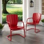 Ridgeland 2Pc Outdoor Metal Armchair Set Red - 2 Chairs