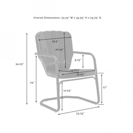Ridgeland 2Pc Outdoor Metal Armchair Set Turquoise - 2 Chairs