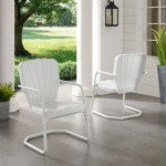 Ridgeland 2Pc Outdoor Metal Armchair Set White - 2 Chairs