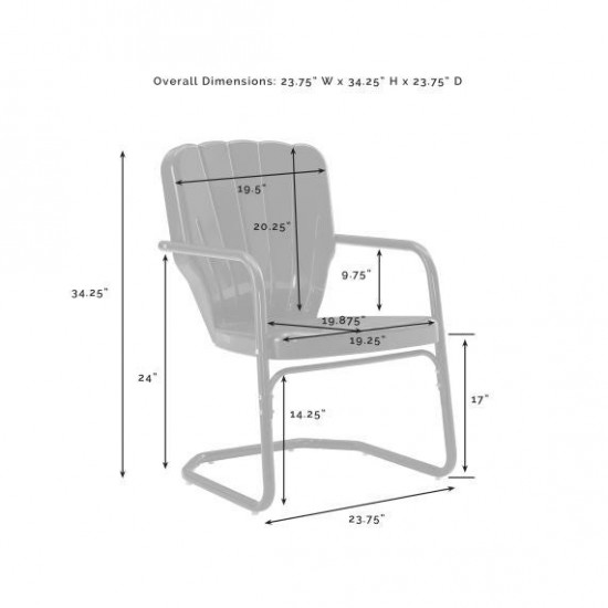 Ridgeland 2Pc Outdoor Metal Armchair Set White - 2 Chairs