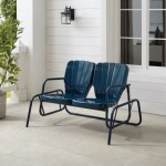 Ridgeland Outdoor Metal Loveseat Glider Navy Gloss