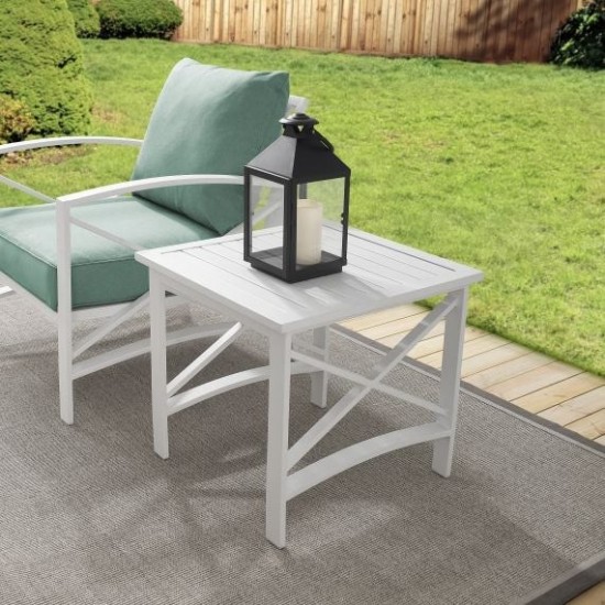 Kaplan Outdoor Metal Side Table White