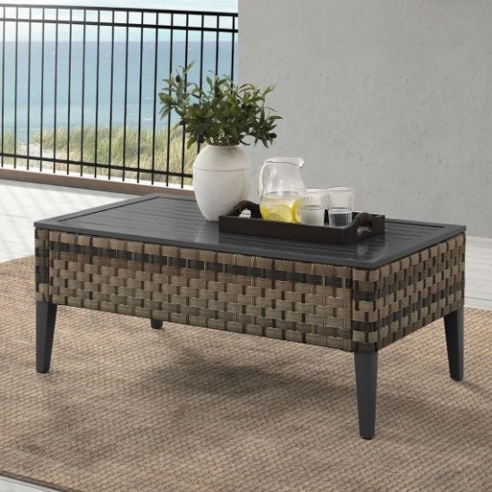 Prescott Outdoor Wicker Coffee Table Brown