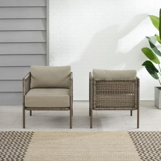 Cali Bay 2Pc Outdoor Wicker Armchair Set Taupe/Light Brown - 2 Armchairs