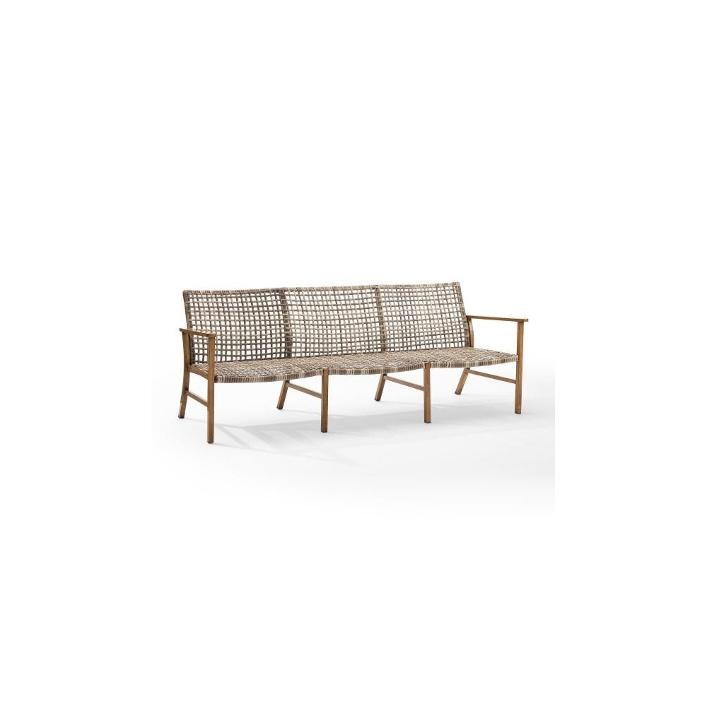 Ridley Outdoor Wicker And Metal Sofa Distressed Gray/Brown