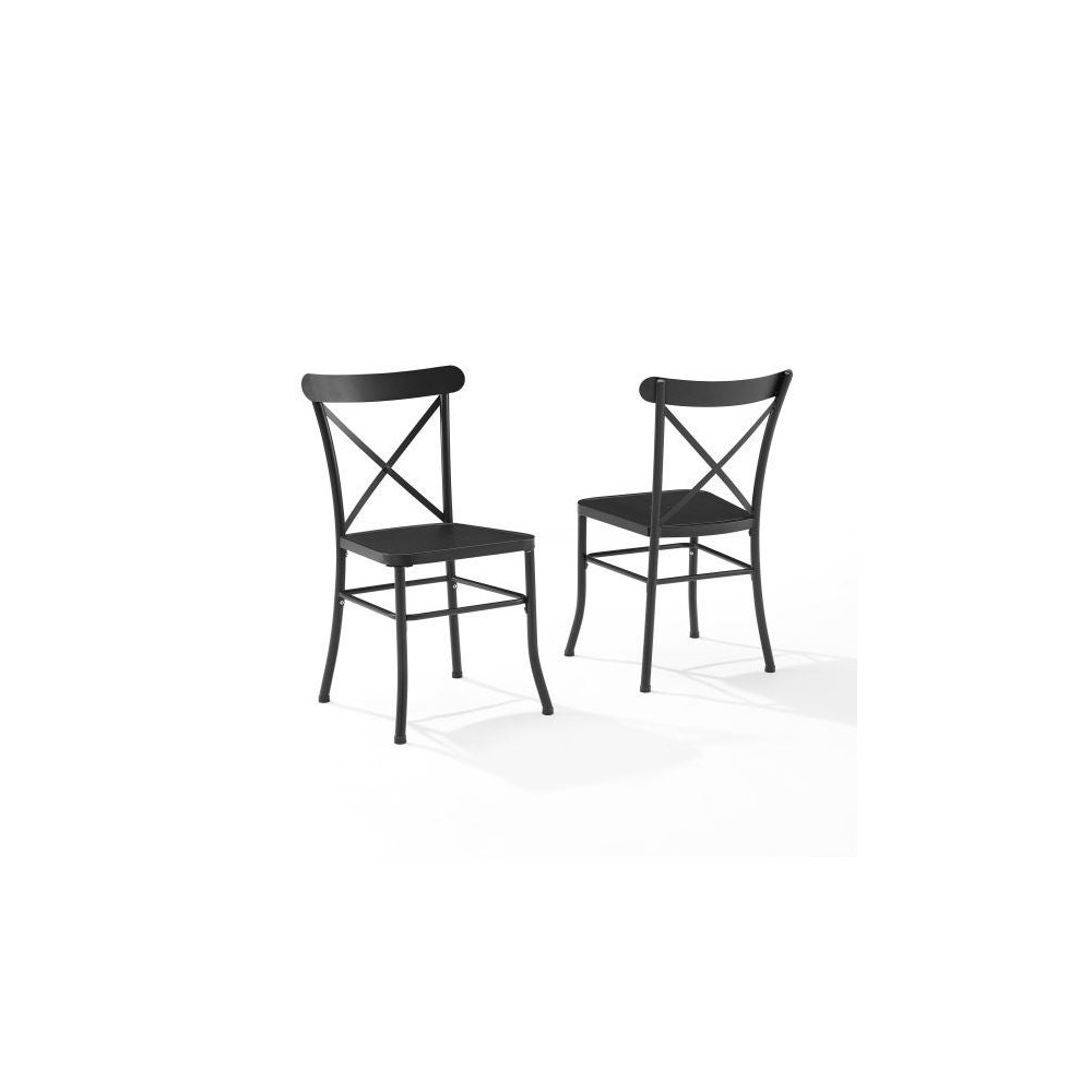 Astrid 2Pc Indoor/Outdoor Metal Dining Chair Set Matte Black - 2 Chairs