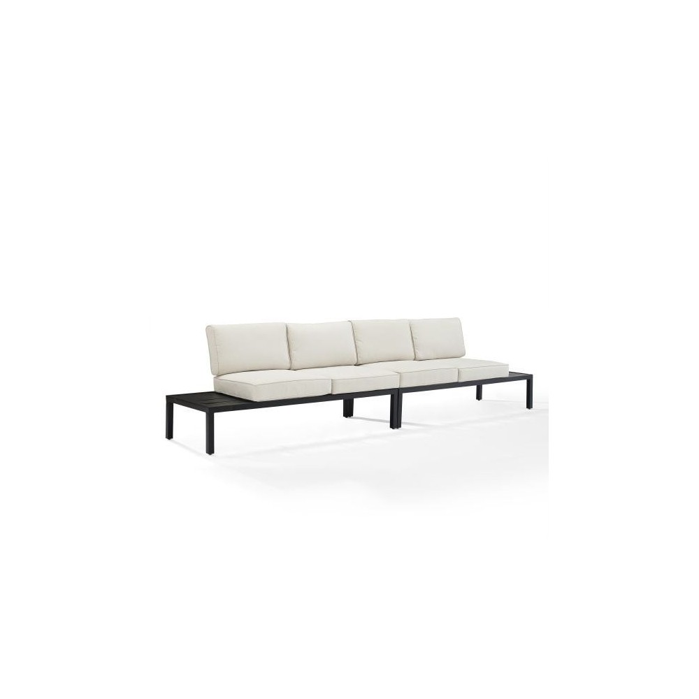 Piermont 2Pc Outdoor Metal Sectional Set Creme