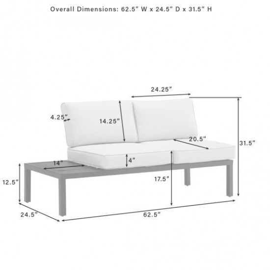Piermont 2Pc Outdoor Metal Sectional Set Creme