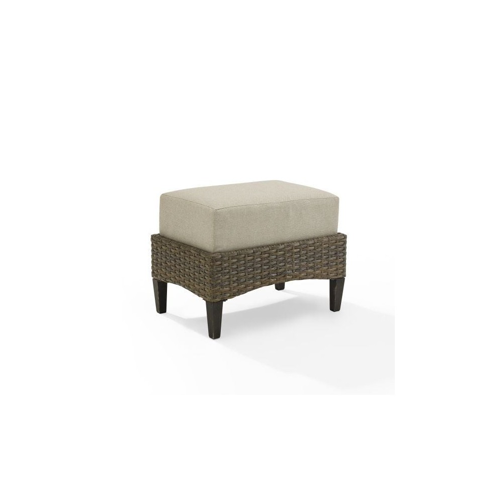 Rockport Outdoor Wicker Ottoman Oatmeal/Light Brown