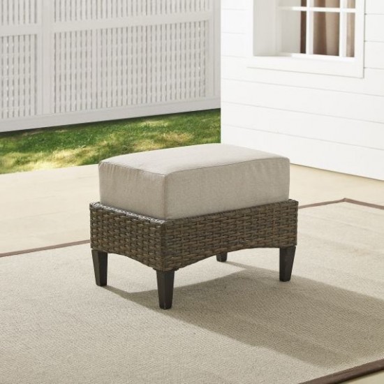 Rockport Outdoor Wicker Ottoman Oatmeal/Light Brown