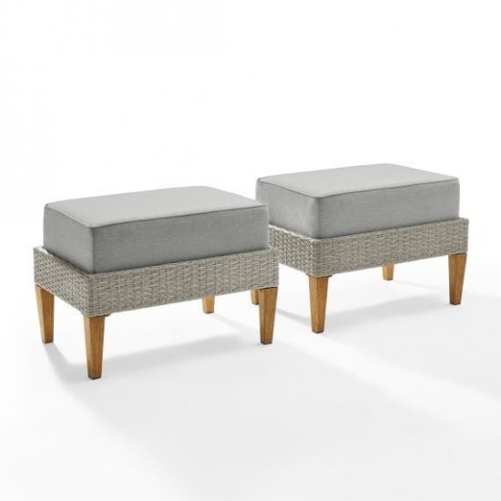 Capella 2Pc Outdoor Wicker Ottoman Set Gray/Acorn - 2 Ottomans