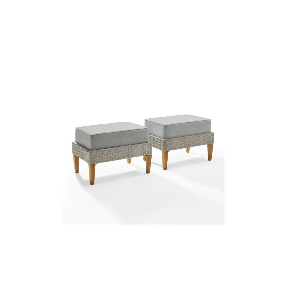 Capella 2Pc Outdoor Wicker Ottoman Set Gray/Acorn - 2 Ottomans