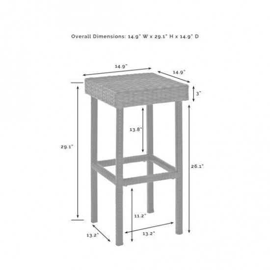 Palm Harbor 2Pc Outdoor Wicker Bar Height Bar Stool Set Brown - 2 Stools