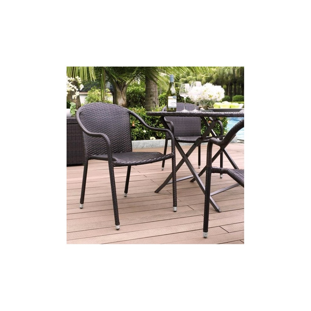 Palm Harbor 4Pc Outdoor Wicker Stackable Chair Set Brown - 4 Stackable Chairs
