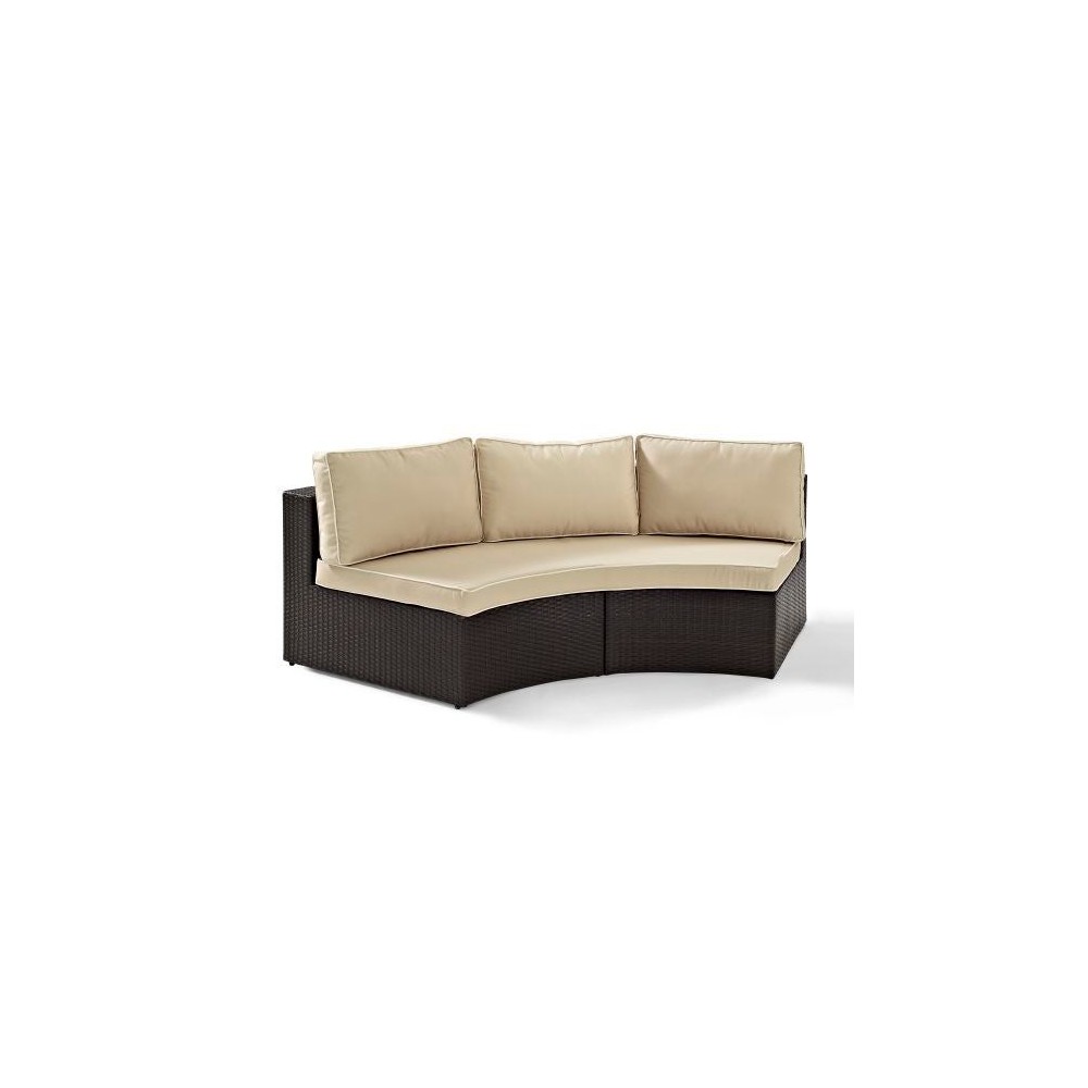 Catalina Outdoor Wicker Round Sectional Sofa Sand/Brown Catalina Outdoor Wicker Round Sectional Sofa Sand/Brown