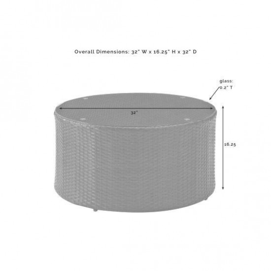 Catalina Outdoor Wicker Round Coffee Table Brown