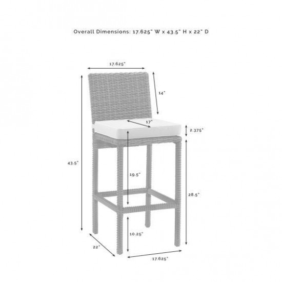 Bradenton 2Pc Outdoor Wicker Bar Height Bar Stool Set Navy