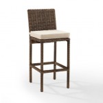 Bradenton 2Pc Outdoor Wicker Bar Height Bar Stool Set Sand