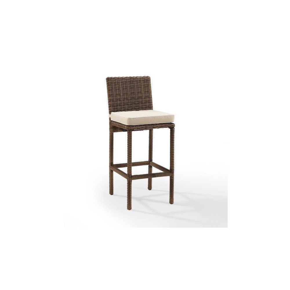 Bradenton 2Pc Outdoor Wicker Bar Height Bar Stool Set Sand