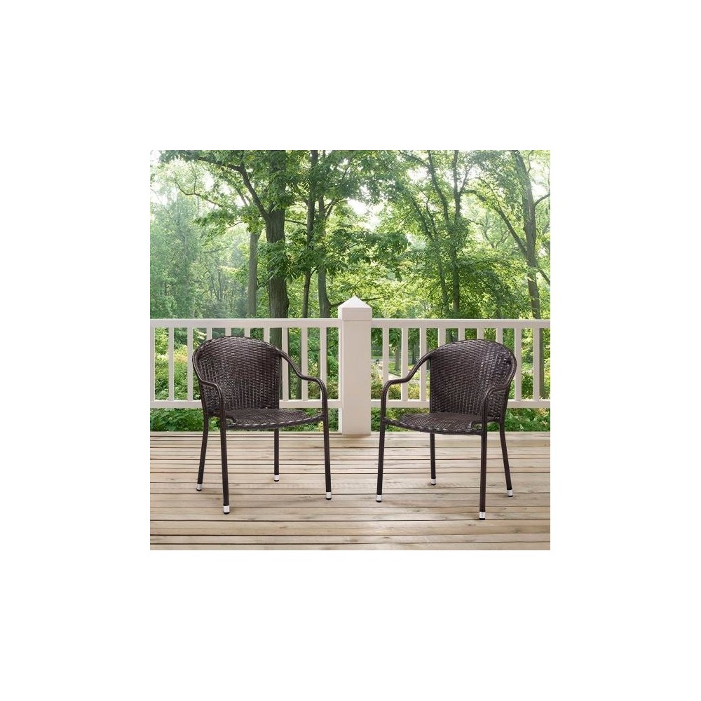 Palm Harbor 2Pc Outdoor Wicker Stackable Chair Set Brown - 2 Stackable Chairs Palm Harbor 2Pc Outdoor Wicker Stackable Chair Set Brown - 2 Stackable Chairs