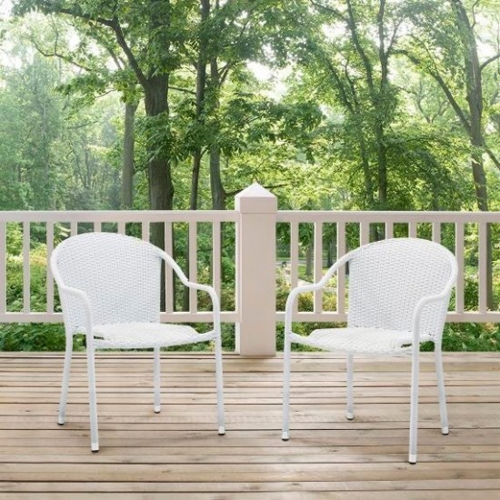 Palm Harbor 2Pc Outdoor Wicker Stackable Chair Set White - 2 Stackable Chairs