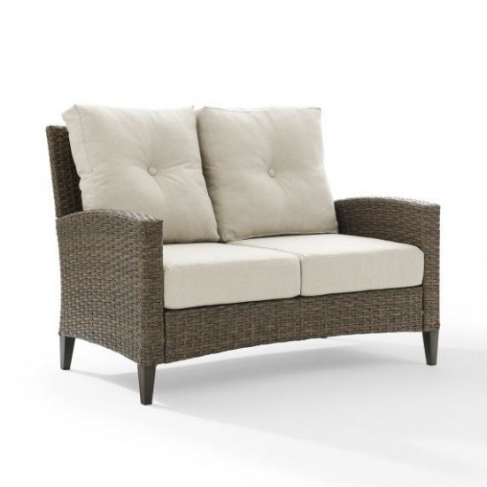 Rockport Outdoor Wicker High Back Loveseat Oatmeal/Light Brown