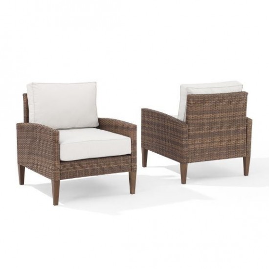 Capella 2Pc Outdoor Wicker Chair Set Creme/Brown - 2 Armchairs