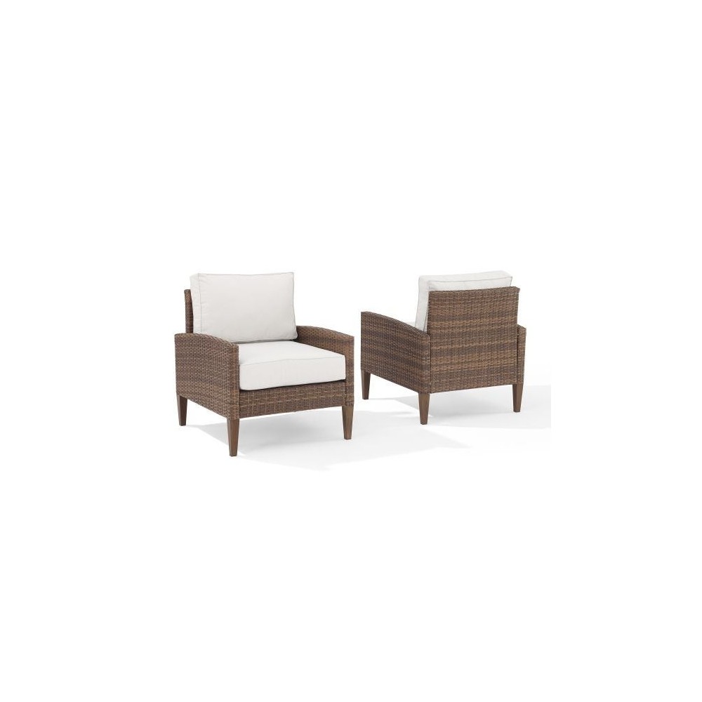 Capella 2Pc Outdoor Wicker Chair Set Creme/Brown - 2 Armchairs