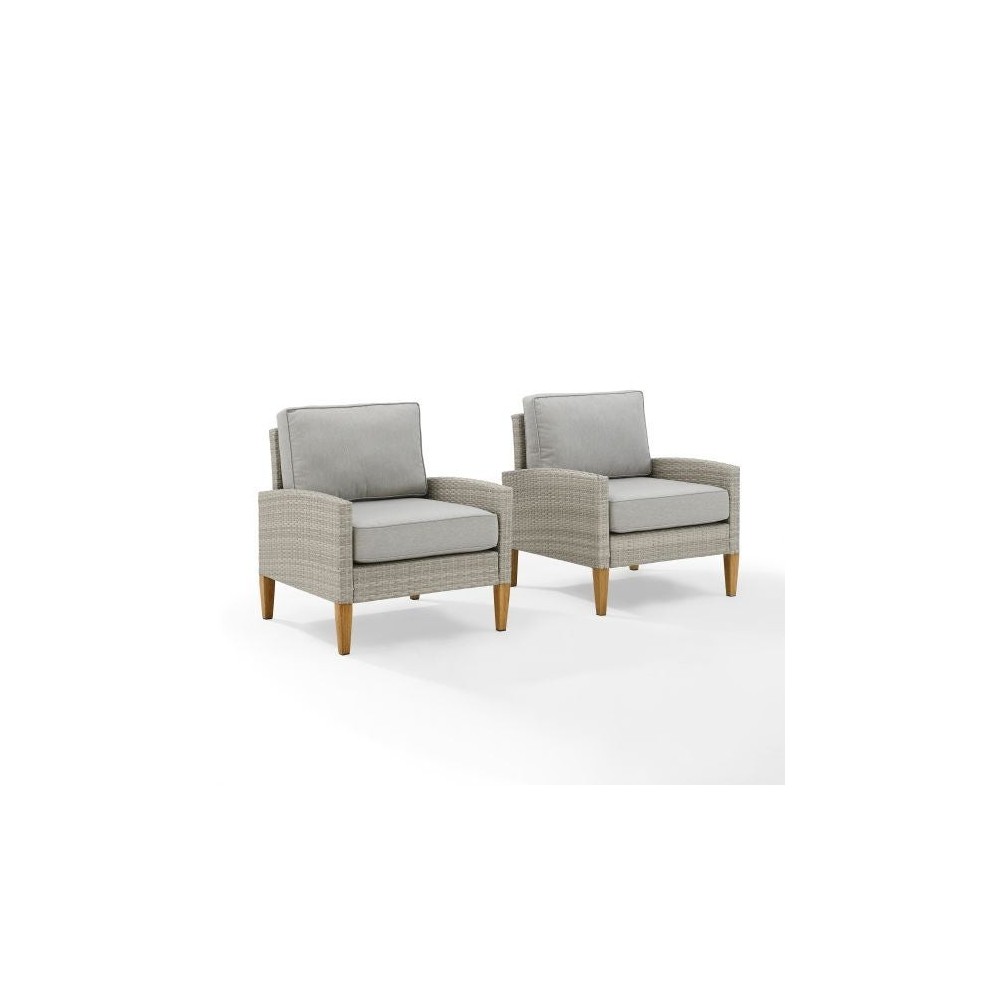 Capella Outdoor Wicker 2Pc Chair Set Gray/Acorn - 2 Armchairs Capella Outdoor Wicker 2Pc Chair Set Gray/Acorn - 2 Armchairs