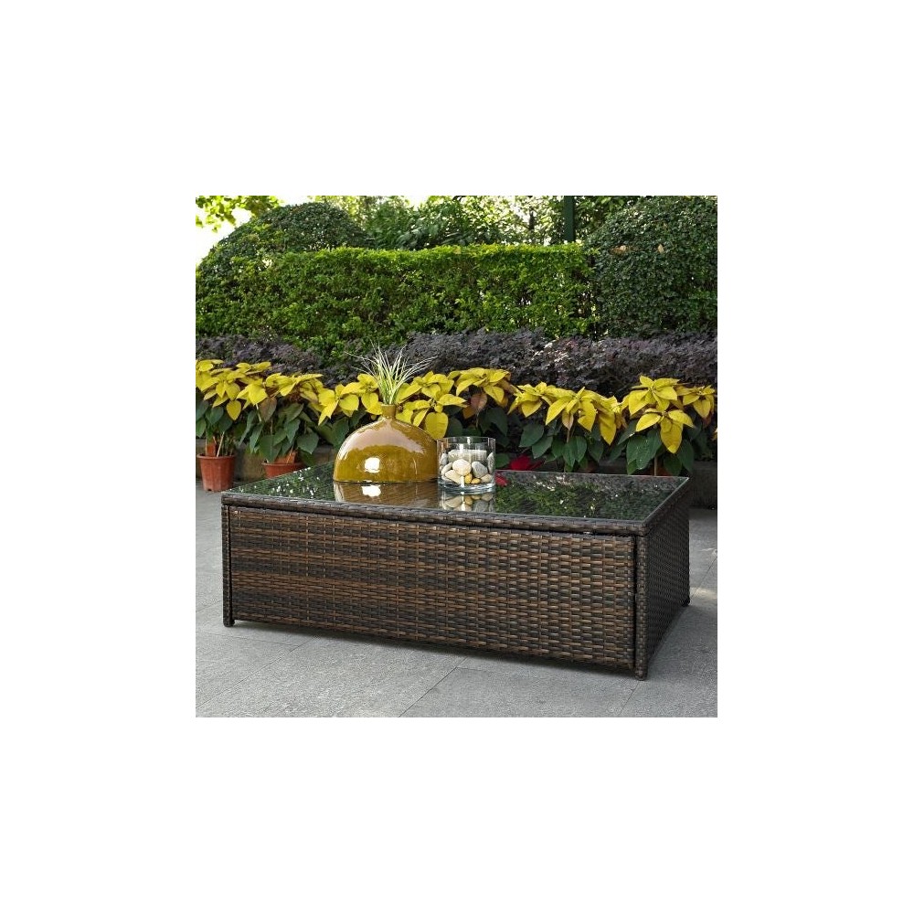 Palm Harbor Outdoor Wicker Coffee Table Brown