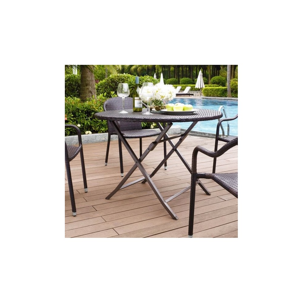 Palm Harbor Outdoor Wicker Folding Table Brown