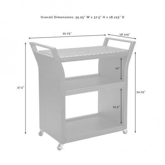 Palm Harbor Outdoor Wicker Bar Cart Brown