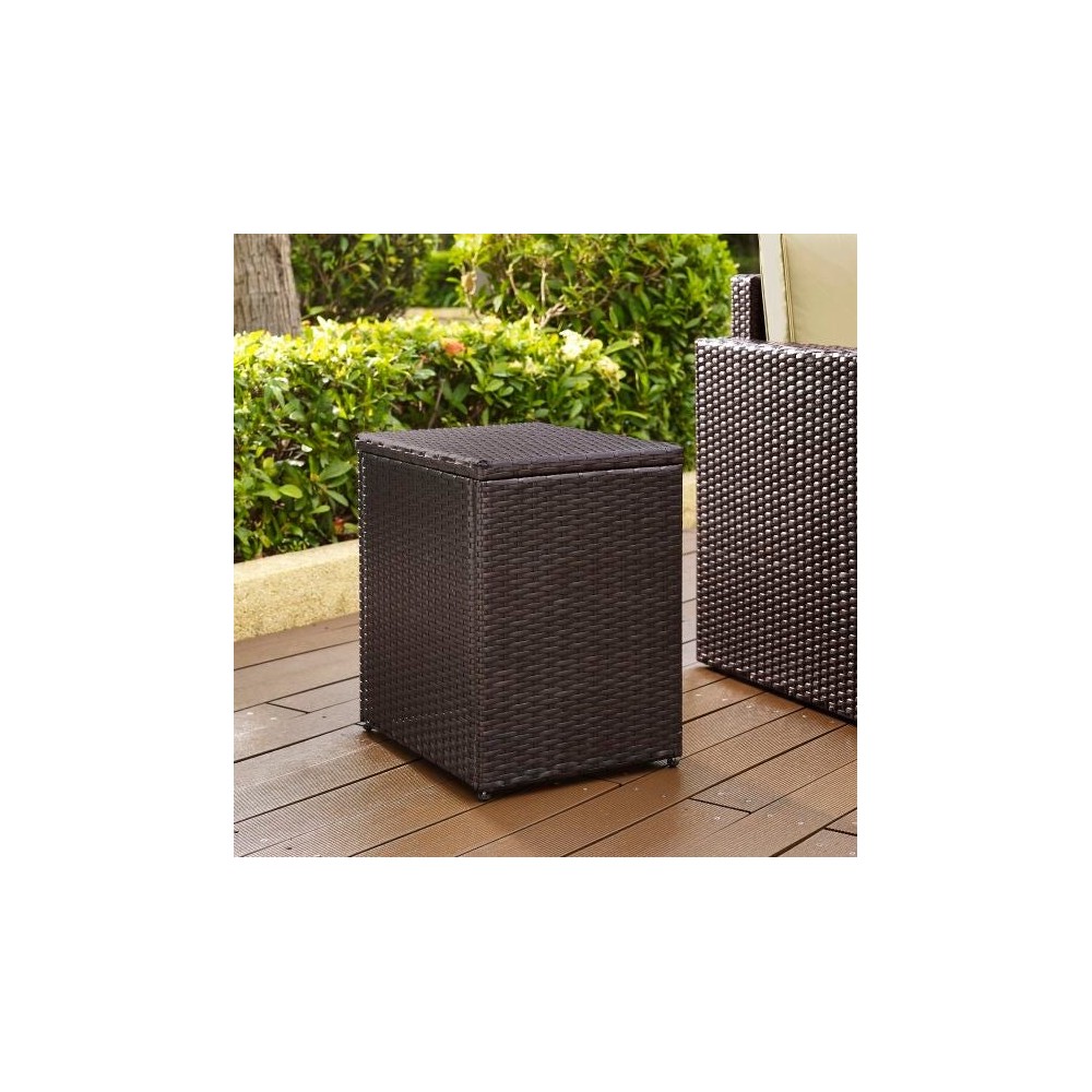 Palm Harbor Outdoor Wicker Rectangular Side Table Brown