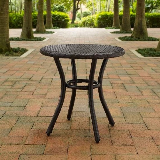 Palm Harbor Outdoor Wicker Round Side Table Brown