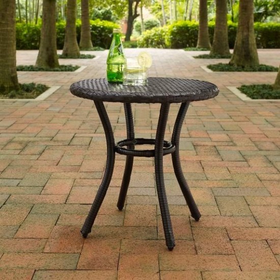 Palm Harbor Outdoor Wicker Round Side Table Brown