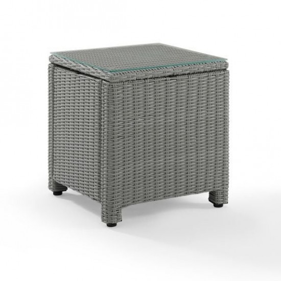 Bradenton Outdoor Wicker Rectangular Side Table Gray