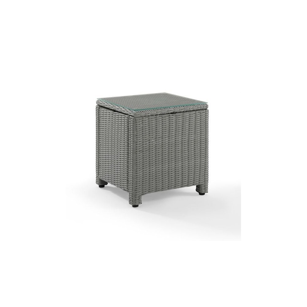 Bradenton Outdoor Wicker Rectangular Side Table Gray