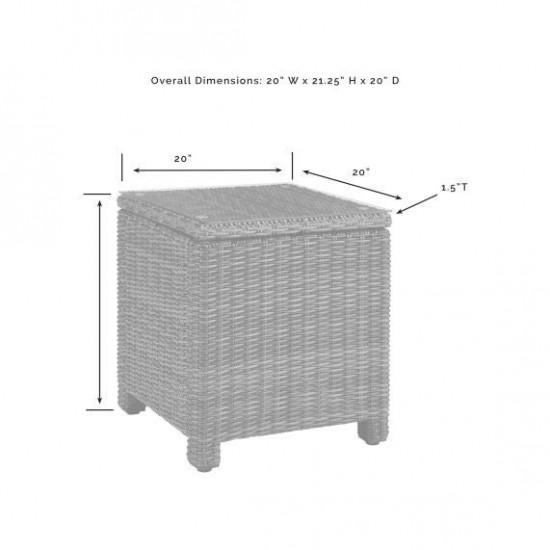 Bradenton Outdoor Wicker Rectangular Side Table Weathered Brown