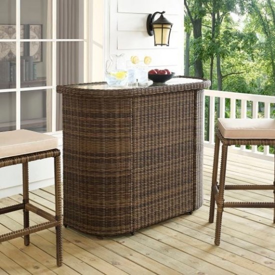 Bradenton Outdoor Wicker Bar Weathered Brown